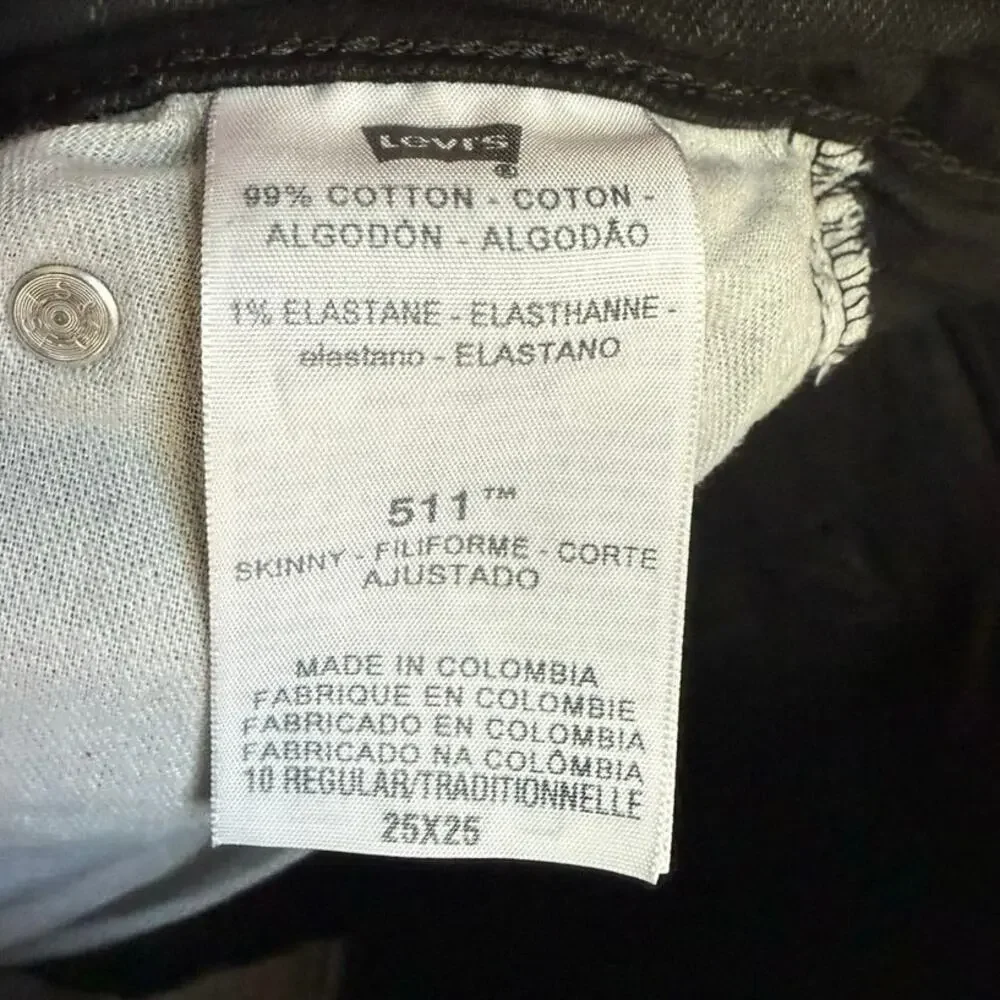 Levi’s Boys 511 Black Slim Fit Jeans Size 25x25